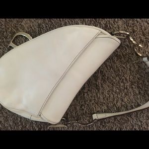 White leather Dior Saddle bag